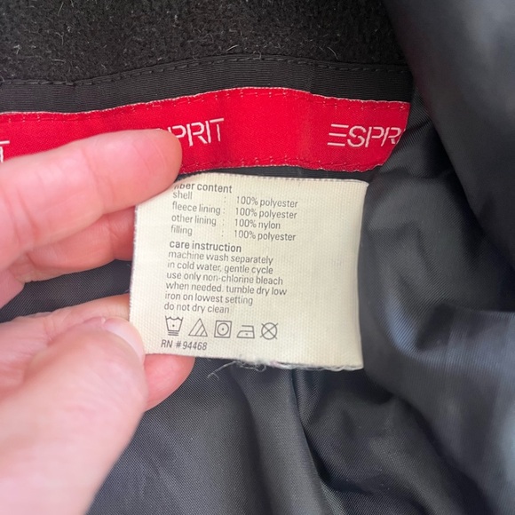 Esprit Women’s Quilted Collared Jacket Coat Black Zipper Size Large - Picture 8 of 12